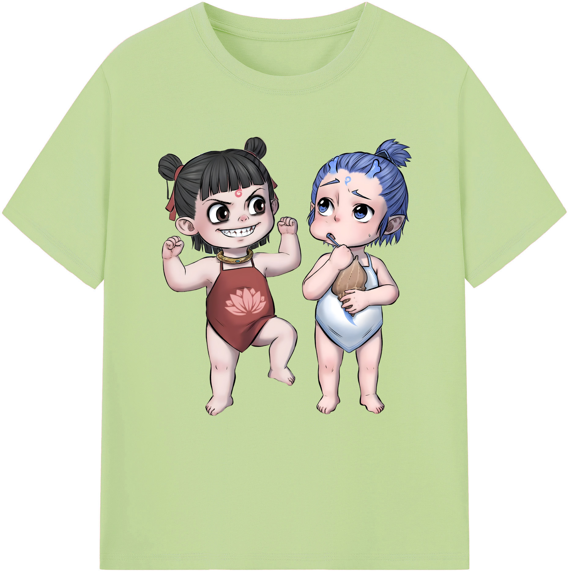 （画像用） Ne Zha 2 ナタ 魔童の大暴れ 綿100％半袖Tシャツ（フロントプリント）